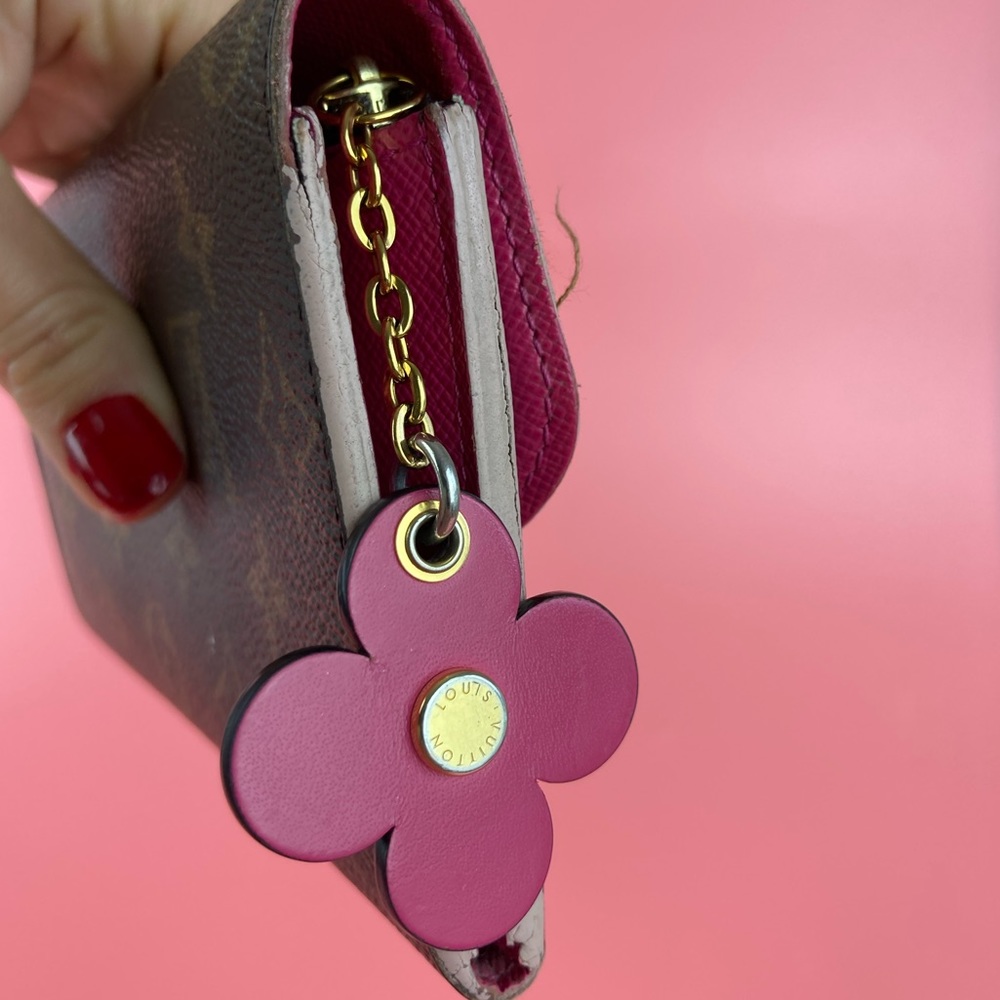 š«SOLDš«Louis Vuitton Long Wallet Portefeuille Emilie Brown Monogram with Pink - Picture 6 of 8
